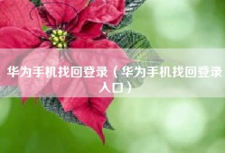 华为手机找回登录（华为手机找回登录入口）