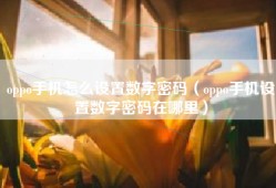 oppo手机怎么设置数字密码（oppo手机设置数字密码在哪里）