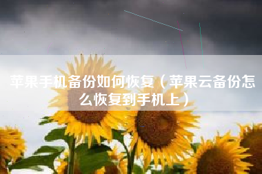 苹果手机备份如何恢复（苹果云备份怎么恢复到手机上）